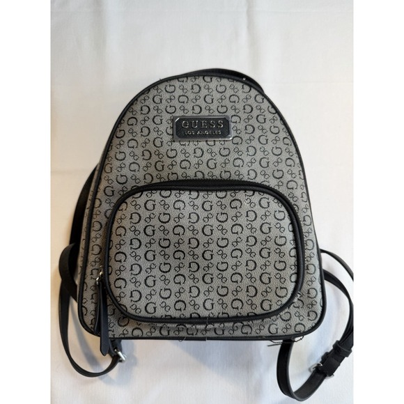 Guess Handbags - Guess Logo Mini Backpack Pandore DD672429 Black Logo Print Monogram NWT